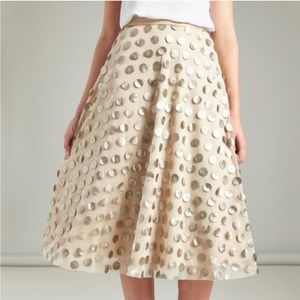 Anthropologie Eva Franco Payette Skirt - Gold Dotted Size 8